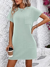 abordables Vestido blanco-día de San Valentín Mujer Normal Mini vestido Vestido de cambio Vestido informal Vestidos Boho Chic Bohemia Estilo lindo Elegante Casquillo Manga Murciélago Casual Hogar Vacaciones Moldeado al Cuerpo