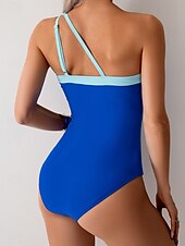billiga Onesies-Dam Badkläder En bit Baddräkt Öppen rygg Magkontroll Hög midja Smal Semester Standkläder Färgblock Över axeln Ärmlös Baddräkter