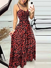levne Umění a design šaty-Dámské maxi šaty korzetové šaty slip šaty bohémské dovolená pláž dovolená každodenní pravidelný střih grafické bez rukávu popruh černá žlutá červená modrá léto