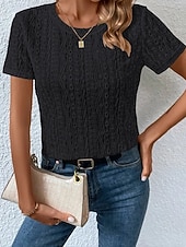 Жен. Блуза Ушко сверху Кружевные топы Полотняное плетение Повседневные Стиль Классический С короткими рукавами Вырез под горло Обычные топы Офис Повседневные Праздники С отверстиями Недорогие Белая футболка-Жен. Блуза Ушко сверху Кружевные топы Полотняное плетение Повседневные Стиль Классический С короткими рукавами Вырез под горло Обычные топы Офис Повседневные Праздники С отверстиями