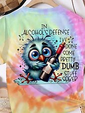 Χαμηλού Κόστους Tie Dye &amp; Gradient t-shirt-Γυναικεία Μπλουζάκι Δετοβαμένο Γράμμα Καθημερινό Κοντομάνικο Στρογγυλή Λαιμόκοψη Κανονικά μπλουζάκια Καθημερινά Στάμπα Ουράνιο Τόξο Καλοκαίρι