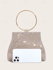 voordelige Clutches &amp; Avondtasjes-elegante kristallen avondclutch met gouden ringhandvat – damestas met strass voor bruiloften, feesten en speciale gelegenheden
