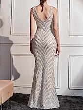 levne Večerní šaty-mořská panna / trubka večerní šaty geometrický vzor elegantní šaty formální svatební host délka na podlahu bez rukávů do výstřihu polyester s flitry 2025