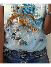 ieftine ceai hawaiian-Pentru femei Tricou Trandafir Floral Grafic Elegant Epocă Modă Manșon scurt Rotund Topuri obișnuite Zilnic Ieșire Sfârșit de săptămână Imprimeu Albastru celest Vară