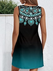 economico Abiti Boho-Per donna Mini Abito Vestito Casual Mini abito Vestito Estivo Abito Estivo Casual Vacanza Quotidiano Ferie Vestibilità regolare Floreale Grafico Stile Boho Senza Maniche Scollo a V Rosa Vino Blu Verde