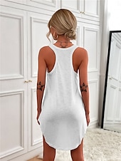 cheap Plain Dress-Women&#039;s Mini Dress T Shirt Dress Tee Dress Shift Dress Slip Dress Casual Vacation Casual Daily Regular Fit Graphic Sleeveless U Neck Magenta Black White Yellow Summer