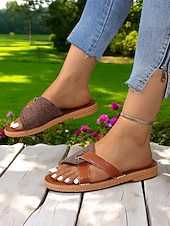 cheap Slide Sandals-Contrast Color Slide Sandals for Women – Comfortable Open-Toe with Stylish Strap Design for Everyday Casual Wear