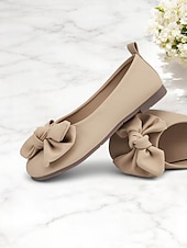 baratos Sapatilhas de mulher-sapatos descalços com laço feminino – sapatos largos e macios, sapatilhas de balé casuais e confortáveis para uso diário