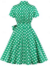 olcso Ruhák-Retró 1950-es Ruhák Swing ruha Extra méret Pöttyös Női Farsang Álarcos mulatság Hétköznapi viselet Lánybúcsú Felnőttek Ruha Hazatérő ruhák