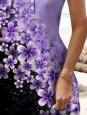 economico Abiti floreali-Abito Mini da Donna Abito Informale Abito Petite Abito Sundress Abito Estivo Elegante Vacanza Casual Quotidiana Festiva Regolare Fit Ombre Floreale Senza Maniche V Collo Viola Estate Primavera