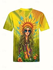 abordables T-shirt Art &amp; Design-Femme T shirt Graphic Décontractées Manche Courte Col Rond Hauts réguliers du quotidien Imprimer Vert Eté