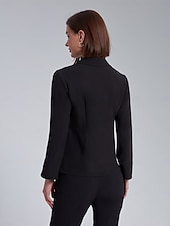 billige Kvinne Enkle Topper-Dame Dresskjorter Arbeidsskjorter Helfarge Formell Kontor Fritid / hverdag Kjegle Erme Svart Hvit Dreie blusset krage skjorter Langermet Elegant Mote Fritid hverdag Krage Vår
