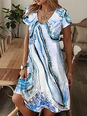 cheap Art&amp;Design Dress-Women&#039;s Mini Dress T Shirt Dress Tee Dress Sundress A Line Dress Elegant Vintage Stylish Vacation Birthday Casual Regular Fit Ombre Graphic Short Sleeve V Neck Pink Blue Orange Summer