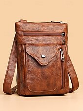 cheap Crossbody Bags-Women&#039;s Vintage Faux Leather Crossbody Bag - Multi-Pocket Crossbody Bag for Travel, Work and Leisure Black Brown Green