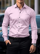 halpa Viralliset puvut-Miesten rento paita kotiinpaluun vakiosovitus pitkät hihat kauluskäänteet yksivärinen polyesteri musta valkoinen vaaleanpunainen 2025