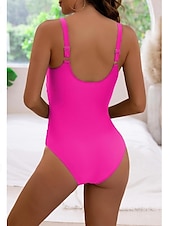 billige Onepiece badedrakter-Dame Badetøy Ett stykke Monokini Badedrakt Åpen rygg Midjekontroll Høy Midje Ferie Strand Klær Helfarge V-hals Ermeløs Badedrakter