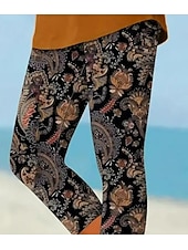 levne Umění a design tisku-Legíny dámské Capri vysoká elasticita dovolená módní havajské délka nad kotníky střední pas květinový potisk tepelně izolované prodyšné měkké volnočasové každodenní černá šedá léto jaro pravidelný