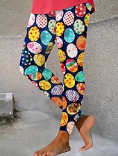 cheap Easter Bottoms-Women&#039;s Leggings Trousers Fashion Streetwear Full Length High Waist Graphic Plaid Pattern Printing Thermal Warm Breathable Soft Micro-elastic Outdoor Daily Buff Black Fall Winter Regular Fit