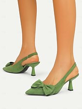 olcso Cicás sarkú cipők-női velúr slingback sarkú cipő – hegyes orrú cicasarkú masnival, elegáns pumpák bulikhoz és irodai viselethez
