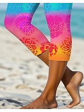 billige Kunst og design trykk-Kvinners leggings capribukser høy elastisitet mote gatekultur full lengde høy midje grafisk trykk termisk varm pustende myk utendørs daglig lys rosa fall vinter vanlig passform