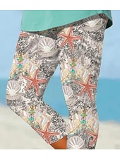 olcso -Női Leggings Capri Nadrág Magas Rugalmasság Divat Utcaszerű Teljes Hossz Magas Derék Virágos Nyomtatás Hőszigetelt Meleg Lélegző Puha Kültéri Hétköznapi Buff Nyár Tavasz Normál Illeszkedés