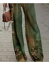 abordables Ensembles-Ensemble de 2 pièces chemise basique néon et lumineuse blouse à manches 3/4 col en V imprimé floral décontracté similaire au lin vert été coupe régulière