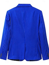 preiswerte Herrenblazer-Herren Abschlußfeier Abendkleidung Blazer Geschäft Formeller Abend Hochzeitsfeier Nur oben Mode Lässig Sommer Frühling &amp; Herbst Polyester Streifen Tasche Lässig / Alltäglich Einreihig Blazer Schwarz
