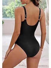 billige Onepiece badedrakter-Dame Badetøy Ett stykke Monokini Badedrakt Åpen rygg Midjekontroll Høy Midje Ferie Strand Klær Helfarge V-hals Ermeløs Badedrakter