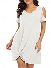 ieftine Rochie simplă-Rochie mini pentru femei Rochie înfășurată Rochie tip T-shirt Rochie tip Tee Rochie de culoare solidă Rochie tip shift Rochie Off The Shoulder Casual Vacanță Casual Zilnică Ajustare regulată Grafic