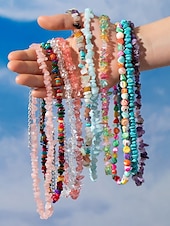 levne Dámský náhrdelník-ametystový křišťálový náhrdelník pro ženy přírodní kámen, surové čipové korálky, boho chic styl ideální pro každodenní nošení, duchovní a léčivé šperky
