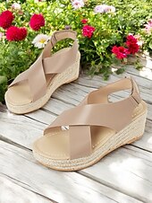 levne Sandály na dovolenou-černé espadrilkové sandály na klínku pro ženy – stylový design s křížovým páskem, pohodlná letní obuv, ideální na pláž a běžné výlety