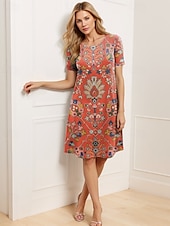 tanie Sukienki boho-Damskie Sukienka mini Codzienne sukienki Codzienny Codzienny Regularny Kwiaty Graficzny Krótki rękaw Półgolf Pomarańczowy Lato