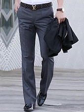 baratos Alargamento-Homens Social Calças chinês Botões Bolsos Tecido Conforto Formal Festa Trabalho Moda Estilo Clássico Preto Branco Micro-Elástica