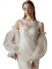 baratos Luvas de Casamento-Renda Até o Cotovelo Luva Elegante / Estilo Clássico Com Cor Pura Luvas de Festa / Casamento