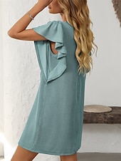 voordelige T-shirt-jurken-Dames Mini-jurk Casual jurk Mini-jurk A lijn jurk Basic Verjaardag Vakantie Werk Casual Ruim Passend Streep Katoenen stof Korte mouw Strakke ronde hals Blozend Roze Hemelsblauw Groen Khaki Zomer Lente