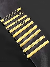 voordelige Heren dassen en vlinderdassen-elegante gouden stropdasclip voor heren – strak design met zwarte inleg, perfect voor zakelijke, formele evenementen en bruiloften