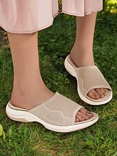 levne Pohodlné sandály-šedé sandály pro ženy – pohodlné nazouváky s otevřenou špičkou s polstrovanou podrážkou pro běžné a outdoorové aktivity