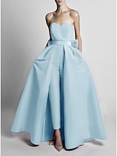 billige Buksedresser og jumpsuits-Jumpsuits Elegant Kjole Bryllupsgjest Avtagbar Uten Ermer Kjærlighet Pocket Sateng med Sløyfe(r) Overskirt 2025