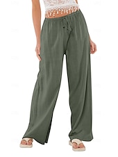 ieftine Pantaloni din bumbac simplu-Pentru femei Pantaloni scurți din bumbac in Pantaloni inspirați din in Pantaloni din bumbac in Casual Lungime totală Natural Curea elastică Design Elastic cu Cordon Inelastic Alb lăptos Carmin Verde