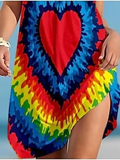 abordables Vestidos Tie Dye y degradado-Mujer Mini vestido Vestido de Tanque Casual Vacaciones Holgado Hoja Sin Mangas Cuello Barco Arco Iris Verano