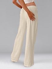 ieftine Pantaloni din bumbac simplu-Pentru femei Pantaloni scurți din bumbac in Pantaloni inspirați din in Pantaloni din bumbac in Casual Lungime totală Natural Curea elastică Design Elastic cu Cordon Inelastic Alb lăptos Carmin Verde
