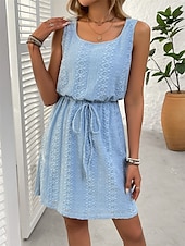 ieftine Rochii de soare-Pentru femei Rochie Lunga Rochie Maxi Rochie casual Rochie Tip Maieu Stilat Casual Vacanță Zilnic Fit regulat Simplu Fără manșon În U Negru Alb Albastru celest Vară Primăvară