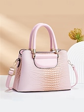abordables Bolsos de mano y tote-Elegante bolso de mano de piel sintética con efecto cocodrilo: elegante bolso de mano con asa superior y correa de hombro desmontable, lujoso bolso de mano para mujer, perfecto para el trabajo, fiestas y eventos formales negro rosa rojo