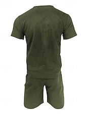 baratos Conjuntos de Camisas para Homem-Homens Conjunto de treino Moletom Camiseta e shorts Conjunto Conjunto de roupas Gola Redonda Ao ar livre Diário Esportes Bolsos Com Cordão 2 Peças Côr Sólida Vermelho Vinho Azul Royal Verde Poliéster