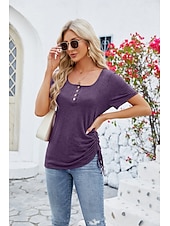 economico Magliette-Per donna Maglietta bohémien Liscio Boemia stile sveglio Moda Manica corta A farfalla Squadrata Top regolari Giornaliero Per uscire Fine settimana Tunica Nero Rosa Vino Blu Reale Viola Estate