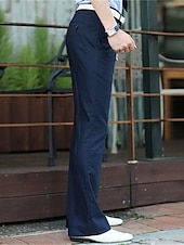 baratos Alargamento-Homens Social Calças chinês Botões Bolsos Tecido Conforto Formal Festa Trabalho Moda Estilo Clássico Preto Branco Micro-Elástica