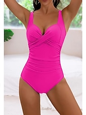 billige Onepiece badedrakter-Dame Badetøy Ett stykke Monokini Badedrakt Åpen rygg Midjekontroll Høy Midje Ferie Strand Klær Helfarge V-hals Ermeløs Badedrakter