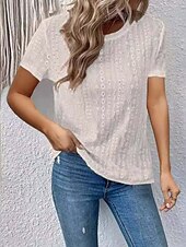 cheap Lace Tops-Women&#039;s Dressy Tops Elegant Long Sleeve Crew Neck Regular Tops White [shipping within 48 hours] Black [shipping within 48 hours] Summer Spring