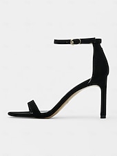 cheap Prom-Black Ankle Strap Stiletto Sandals for Women - Elegant Open-Toe High Heels for Evening &amp; Formal Events