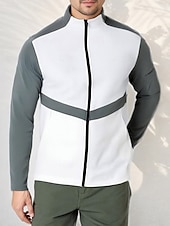 billiga Herrgolfkläder-Herr Golfjackor Vit Blå Långärmad Ytterkläder Överdelar Golfkläder Kläder Outfits Bär kläder